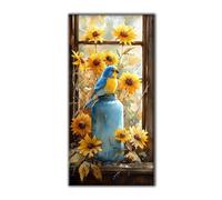 5D Full Drill Diamond Painting Yellow Flowers Diamond Art Kits Adults & Kids DIY Gem Painting Crystal Creations Art Kits, Arts and Crafts for Adults for Home Room Decor, Birthday Gifts 60x120cm Q-799