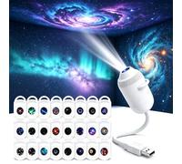 5D Galaxy Projector Night Light,USB Powered 360 Adjustable Holographic Lamp | Multi Pattern Slide Cosmic Projector,Simple Plug Play Bedroom Decor Lamp For Relaxing Sleep Atmosphere