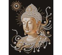 5D Gold Buddha DIY Pearl Dot Painting for Adults/Beginners Gift Home Decor Buddhism Religious Diamonds Paintings Picture Arts Craft 40x50cm No Frame