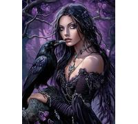 5D Gothic Black Raven Diamond Art 12x16 Inch Full Drill Diamond Painting Kits for Adults & Beginners - DIY Art Crafts for Relaxation and Home Wall Decor 731