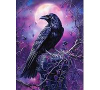 5D Gothic Black Raven Diamond Art 12x16 Inch Full Drill Diamond Painting Kits for Adults & Beginners - DIY Art Crafts for Relaxation and Home Wall Decor 730