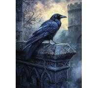 5D Gothic Black Raven Diamond Art 12x16 Inch Full Drill Diamond Painting Kits for Adults & Beginners - DIY Art Crafts for Relaxation and Home Wall Decor A485
