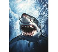 5D Great White Shark Diamond Art 12x16 Inch Full Drill Diamond Painting Kits for Adults & Beginners - DIY Art Crafts for Relaxation and Home Wall Decor A267