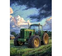 5D Green Tractor Diamond Art 12x16 Inch Full Drill Diamond Painting Kits for Adults & Beginners - DIY Art Crafts for Relaxation and Home Wall Decor A269