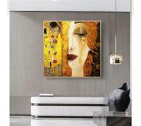 5D Gustav Klimt Diamond Art for Adults,DIY Full Drill Diamond Painting Golden Tears Kiss,Round Drill Diamond Arts Kits Rhinestone Cross Stitch Embroidery Painting Home Wall Decorations Gifts 40x40 cm