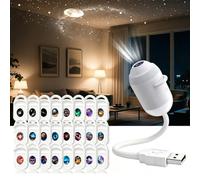 5D Holographic Galaxy Projector, 2-in-1 Ocean & Star Night Light with 3/6/12/24 Slides, 360° Adjustable, HD Lens, USB Powered, Remote & Touch Control, Ideal for Bedroom & Meditation，24 Slides