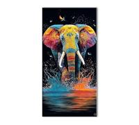 5D Lake Elephant Diamond Art Kits Adults, Full Drill Crystal Rhinestones Embroidery Craft Set, Cross Stitch Kits for Adults Beginner, Gems Art Diamond Painting for Room Decor Gift 14x28in J26-1049