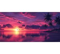 5D Large Adults Diamond Painting Kits， Coconut Tree Sunset DIY Round Full Drill Craft Cross Crystal Art Embroidery，Suitable Beginners New Year's Gift Home Wall Decoration 80x160cm KH1Y-701