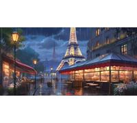 5D Large Adults Diamond Painting Kits， Street Eiffel Tower DIY Round Full Drill Craft Cross Crystal Art Embroidery，Suitable Beginners New Year's Gift Home Wall Decoration 80x160cm KH1Y-342