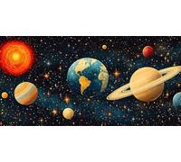 5D Large Adults Diamond Painting Kits， Universe Planet DIY Round Full Drill Craft Cross Crystal Art Embroidery，Suitable Beginners New Year's Gift Home Wall Decoration 60x120cm KH1Y-725