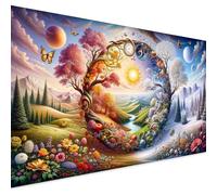 5D Large Diamond Art Painting,Four Season Diamond Art Kits for Adults,DIY Full Drill Crystal Rhinestone Arts and Crafts,Butterfly Flowers Art Painting with Diamond Home Wall Decor 27.5 X 15.7inch