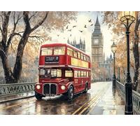 5D London Diamond Art Landscape Diamond Painting Kit for Adults Beginners, DIY Full Round Drill Crystal Art kits for Adults, Embroidery Cross Stitch Gem Painting Crafts for Room Decor 50x70 cm Q4-1213