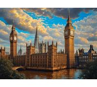 5D London Diamond Art Sky Diamond Painting Kit for Adults Beginners, DIY Full Round Drill Crystal Art kits for Adults, Embroidery Cross Stitch Gem Painting Crafts for Home Room Decor 50x70 cm Q4-1253