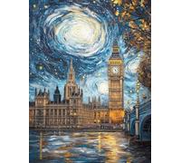 5D London Diamond Painting, Starry Sky Diamond Art Kits Adults DIY Square Full Drill Crystal Art, Beginners Kids Gem Arts Painting and Crafts Kits for Home Wall Decor Women Gifts 35x55cm O4-714