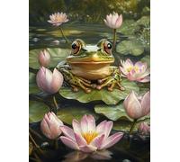 5D Lotus Pond Frog Diamond Art 12x16 Inch Full Drill Diamond Painting Kits for Adults & Beginners - DIY Art Crafts for Relaxation and Home Wall Decor 510