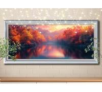 5D Maple Tree,River Diamond Painting,Full Drill Diamond Art Painting Kit for Adults large 50x125cm,DIY Cross Stitch Rhinestone Arts Picture,Crystal Art Kits for Kids Gifts Home Wall Decor 58Y-2872