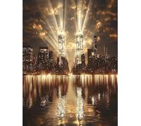 5D Modern Diamond Painting, City Diamond Art Kits Adults, DlY Square Full Drill Crystal Art Embroidery Cross Easy Kits for Adults Beginner, Arts and Crafts for Home Wall Decor 12x16inch（PF-55722）