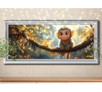 5D Monkey,Animal Diamond Painting,Full Drill Diamond Art Painting Kit for Adults large 40x100cm,DIY Cross Stitch Rhinestone Arts Picture,Crystal Art Kits for Kids Gifts Home Wall Decoration 58Y-3530