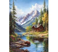 5D Mountain Diamond Painting, River Diamond Art Kits Adults DIY Square Full Drill Crystal Art, Beginners Kids Gem Arts Painting and Crafts Kits Adults for Home Wall Decor Women Gifts 70x90cm O4-478