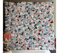 5D Multi-colored hydrangea cloth-based artificial flower wall, wedding decoration background wall, suitable for shopping mall windows/indoor and outdoor event props(2.4 * 2.4m/7.8 * 7.8FT)