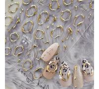 5D Nail Art Stickers - Gold Irregular Circle Frame Embossed Luxury Design Decals for Modern Minimalist French Manicure DIY Women