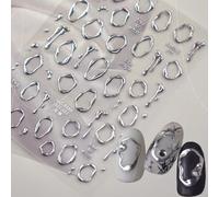 5D Nail Art Stickers - Gold Irregular Circle Frame Embossed Luxury Design Decals for Modern Minimalist French Manicure DIY Women