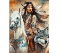 5D Native American Diamond Art 12x16 Inch Full Drill Diamond Painting Kits for Adults & Beginners - DIY Art Crafts for Relaxation and Home Wall Decor 660