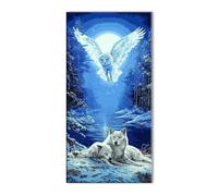 5D Owl Wolf Diamond Art Kits Adults, Full Drill Crystal Rhinestones Embroidery Craft Set, Cross Stitch Kits for Adults Beginner, Gems Art Diamond Painting for Room Decor, Creative Gift 8x16in J26-6230