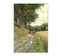 5D Painting Kits Peder Mork Monsted Farmer Driving His Cows On A Path Full Drill Dots Paintings Picture Arts Craft for Home Wall Art Decor12*16In