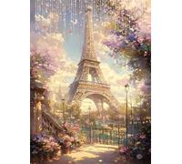 5D Paris Diamond Art Iron Tower Diamond Painting Kit for Adults Beginners, DIY Full Square Drill Crystal Art kits for Adults, Embroidery Cross Stitch Gem Painting Crafts for Room Decor 50x70 cm Q4-55