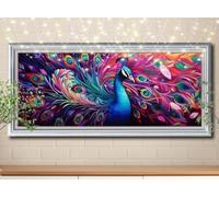 5D Peacock,Animal Diamond Painting,Full Drill Diamond Art Painting Kit for Adults large 50x100cm,DIY Cross Stitch Rhinestone Arts Picture,Crystal Art Kits for Kids Gifts Home Wall Decoration 58Y-4311