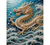5D Pearl Painting Kit - 20x25cm Dragon Painting with Premium Pearls, Full Drill Complete Tools Set (No Frame), Sparkling Gem Art for Adults, Relaxing DIY Gift