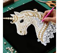 5D Pearl Painting Kits for Adults, Diamond Art Painting Kits for Adults Beginner, DIY Special Shaped Crystal Rhinestones Diamonds Dot Gem Painting for Home Wall Decor 25 x 25 cm-Unicorn