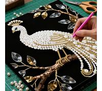 5D Pearl Painting Kits for Adults,Special Shape Diamond Art Set for Beginners, 5D DIY Crystal Rhinestones Diamond Painting Crafts, Home Wall Decor Gift 25 x 25 cm-Peacock