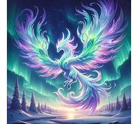 5D Phoenix Diamond Painting, DIY Aurora Gem Art, Full Diamond Dot Crystal Craft Set, Diamond Painting, Adults, Beginners, Art DIY Decoration for Living Room, Wall Decoration at Home (30 x 30 cm)