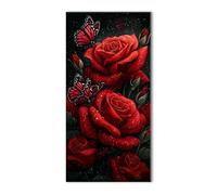 5D Rose Butterfly Diamond Art Kits Adults, Full Drill Crystal Rhinestones Embroidery Craft Set, Cross Stitch Kits for Adults Beginner, Gems Art Diamond Painting for Room Decor Gift 8x16in J26-5558