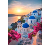 5D Santorini Greece Landscape Diamond Art 12x16 Inch Full Drill Diamond Painting Kits for Adults & Beginners - DIY Art Crafts for Relaxation and Home Wall Decor 1469