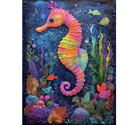5D Seabed Diamond Painting, Seahorse Diamond Art Kits Adults DIY Square Full Drill Crystal Art, Beginners Kids Gem Arts Painting and Crafts Kits Adults for Home Wall Decor Women Gifts 70x90cm O4-674