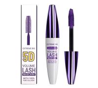 5D Silk Fiber Eyelash Mascara, 5D Waterproof Mascara, Black Volume Mascara with Soft Mascaras Brush - Extra Long Thick 5D False Lash Effect for Eyelashes, Ideal for Cosplay, Party, and Stage (Purple)