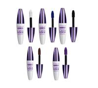 5D Silk Fiber Eyelash Mascara, 5D Waterproof Mascara, Black Volume Mascara with Soft Mascaras Brush - Extra Long Thick 5D False Lash Effect for Eyelashes, Ideal for Cosplay, Party, and Stage (5Pc)