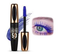 5D Silk Fiber Eyelash Mascara, Blue Waterproof Mascara with Soft Brush - Lash Sensational Volumizing Volume Mascara - Extra Long Thick & Voluminous No Smudge Mascaras with False Lash Effect