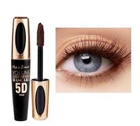 5D Silk Fiber Eyelash Mascara - Brown Lash Mascara for Volume and Length, Thicker and Longer, Voluminous Eyelashes, Waterproof Mascara for Makeup (Brown 02)