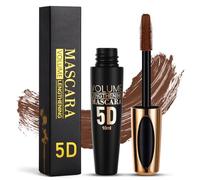 5D Silk Fiber Eyelash Mascara, Brown Volume Mascara with Soft Mascaras Brush, Long-Lasting Waterproof No Smudge Mascaras with False Lash Effect