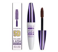 5D Silk Fibre Mascara, Waterproof, Volumising Mascara with Collagen, Voluminous, Lengthening, Lump-Free, Intensive Black for Dramatic Eye Make-Up for Cosplay and Make-Up Show (Brown)
