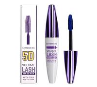 5D Silk Fibre Mascara, Waterproof, Volumising Mascara with Collagen, Voluminous, Lengthening, Lump-Free, Intensive Black for Dramatic Eye Make-Up for Cosplay and Make-Up Show (Blue)
