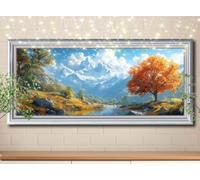 5D Snow Mountain,Maple Tree Diamond Painting,Full Drill Diamond Art Painting Kit for Adults large 100x250cm,DIY Cross Stitch Rhinestone Arts Picture,Crystal Art Kits for Kids Gifts Home Decor 58Y-6720