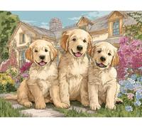 5D Square Diamond Painting Kit, Full Drill Festive Animal Labrador Retriever Diamond Art for Adults & Kids, Holiday Home Decor, DIY Gift Idea, Fun Family Craft Activity Stress Relief 70x90cm B-191