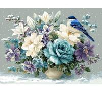 5D Square Diamond Painting Kit, Full Drill Festive Blue Bird Diamond Art for Adults & Kids, Holiday Home Decor, DIY Gift Idea, Fun Family Craft Activity, Perfect for Stress Relief Hobby 30x40cm B-627