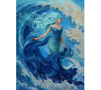 5D Square Diamond Painting Kit, Full Drill Festive Blue Girl Diamond Art for Adults & Kids, Holiday Home Decor, DIY Gift Idea, Fun Family Craft Activity, Perfect for Stress Relief Hobby 50x70cm B-629