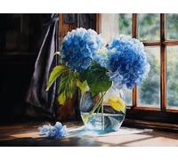 5D Square Diamond Painting Kit, Full Drill Festive Blue Hydrangea Flower Diamond Art for Adults & Kids, Holiday Home Decor, DIY Gift Idea, Fun Family Craft Activity Stress Relief 30x40cm B-631